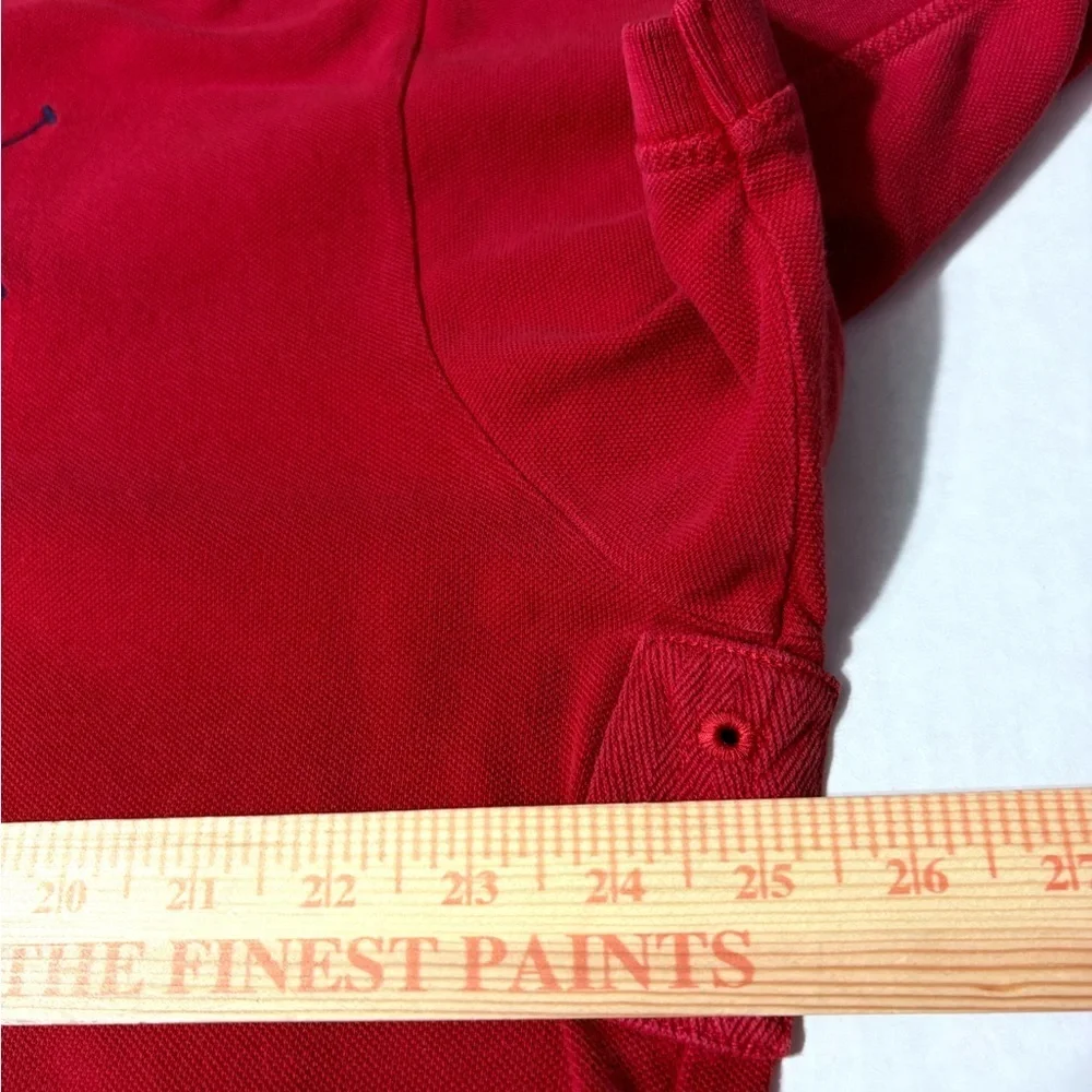 Vintage Polo Ralph Lauren Rugby Red Shirt with Navy Accents Big Pony #3 Sleeve